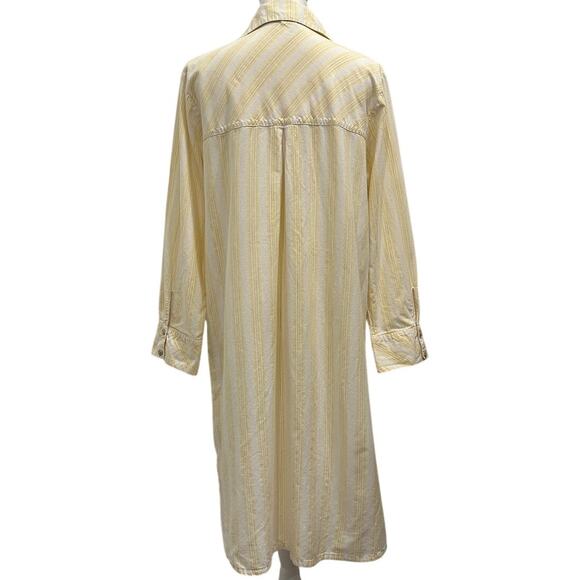 Fin & Vince Butter Yellow Stripe Button Front Shirt Dress Coastal French Country - Picture 3 of 10